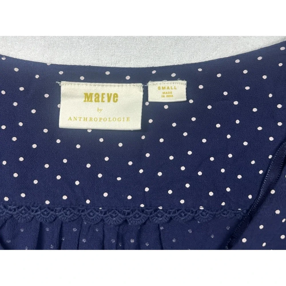 Maeve by Anthropologie Polka Dot Blouse Size S  Button Front Classic Style - Picture 7 of 11